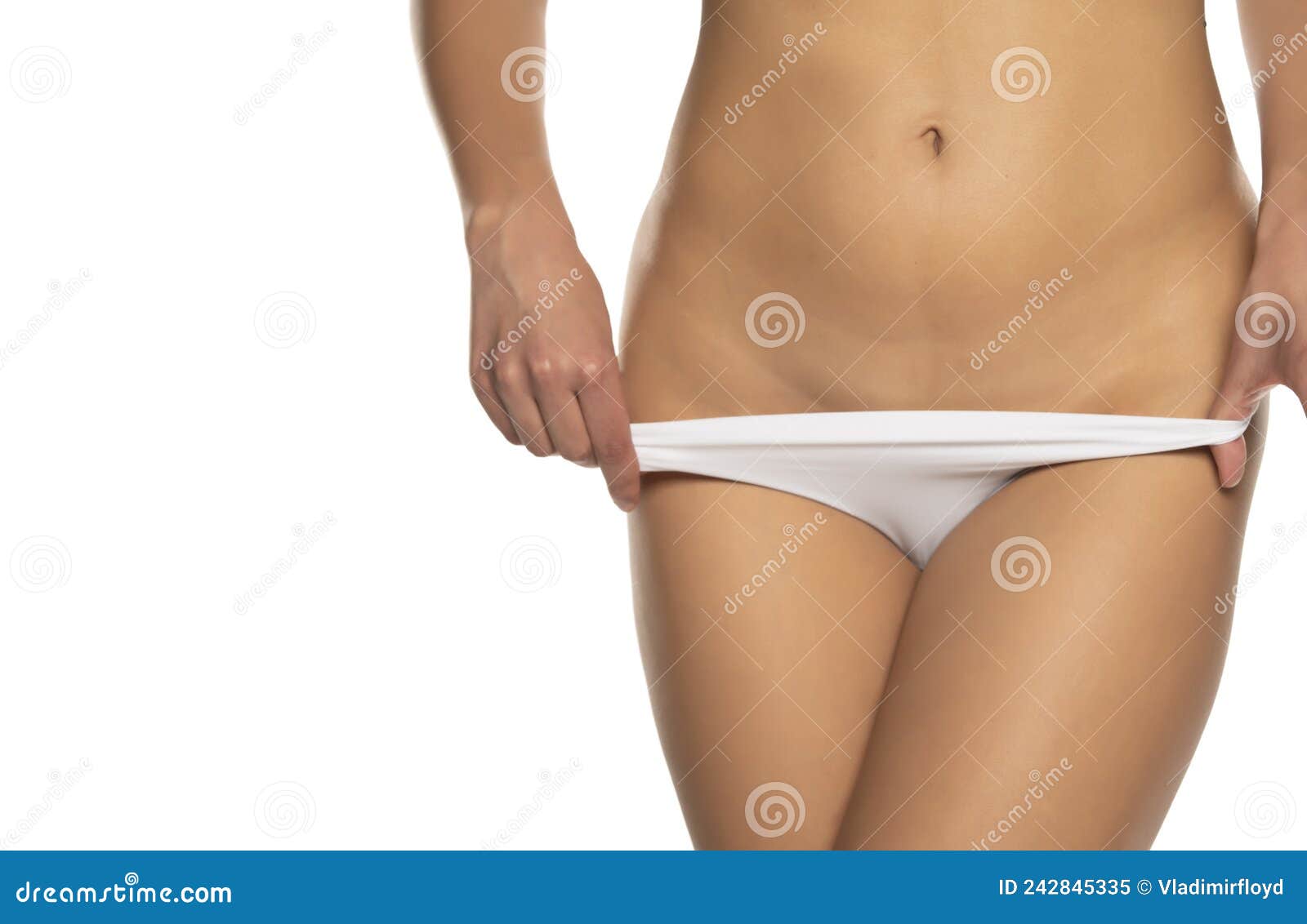 Young Woman Showing Her Hairless Pubic Area Under Her Panties Stock Image -  Image of underwear, bikini: 242845335