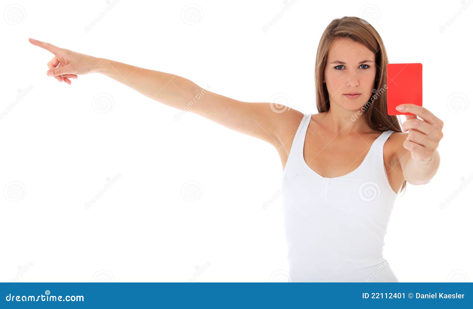 Young Woman Shows Red Card Stock Image Image Of Youth 22112401