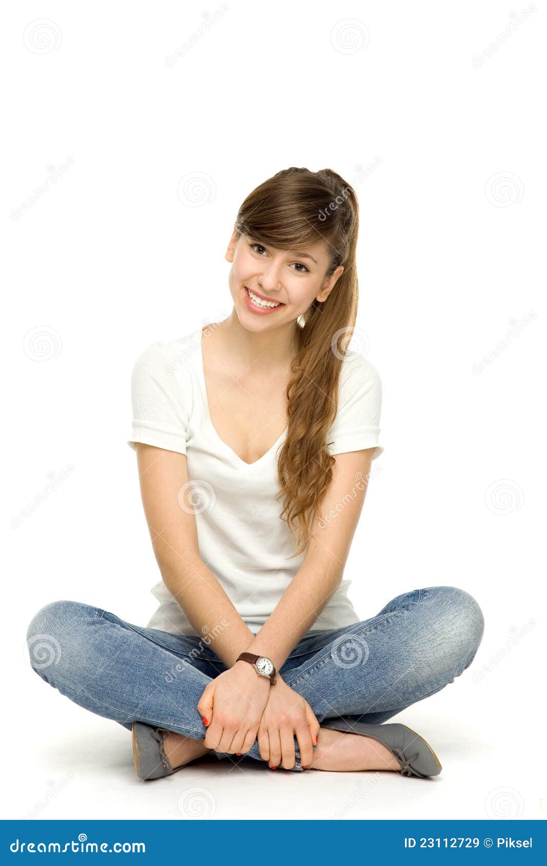 Young woman sitting stock image. Image of caucasian, teenager - 23112729