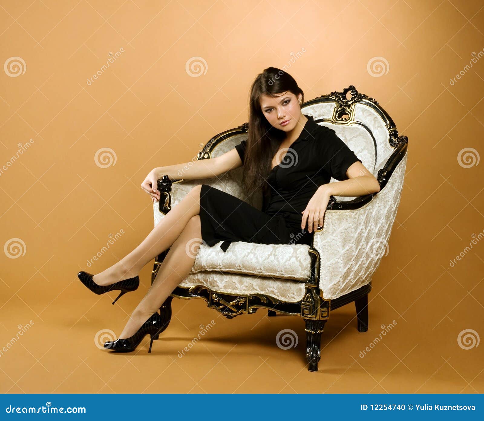 Beautiful Girl Sitting in a Vintage Armchair Stock Photo - Image of  interior, elegant: 93090162