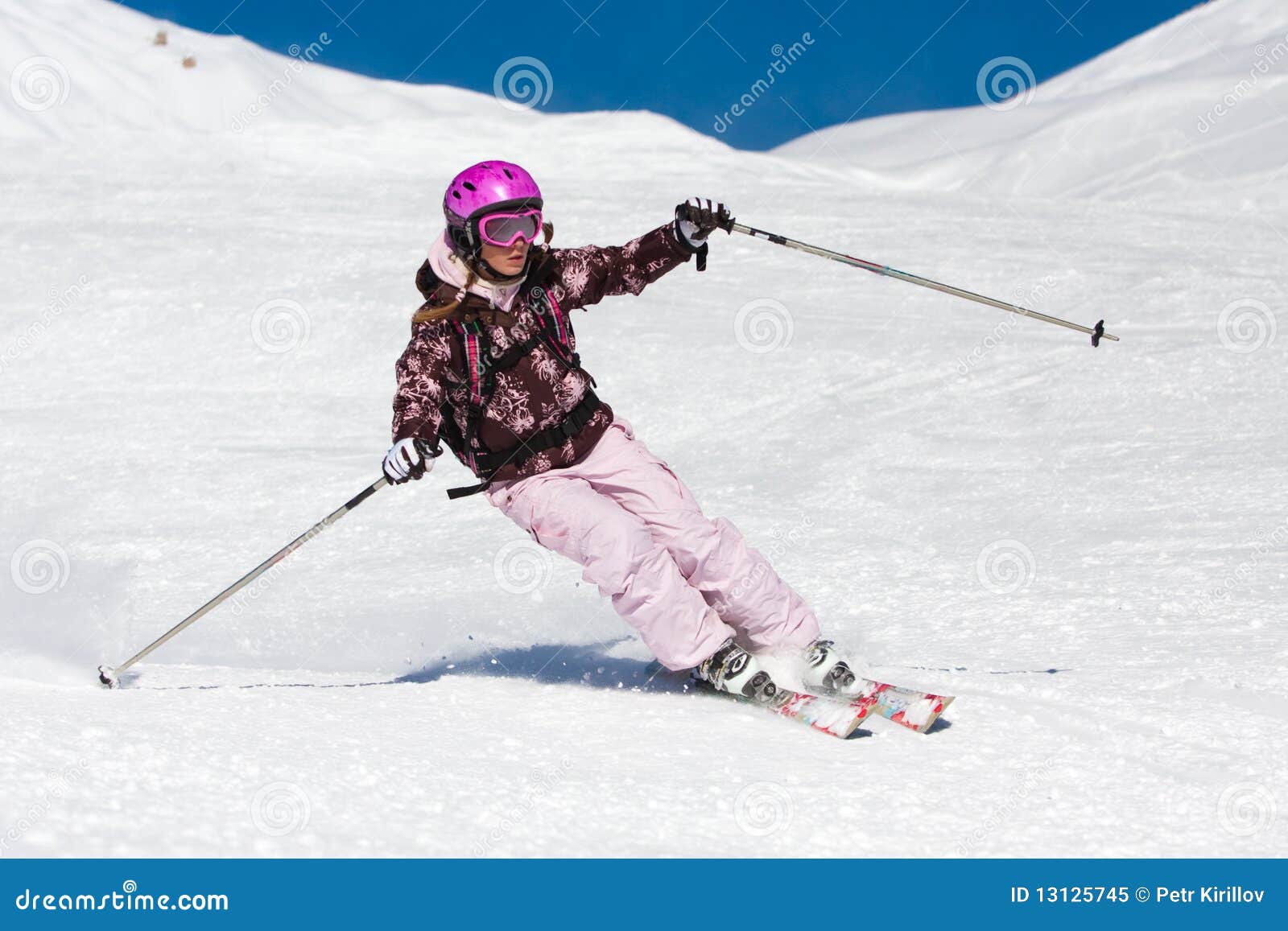 Woman With Man Skiing On Slope Stock Photo 33887622