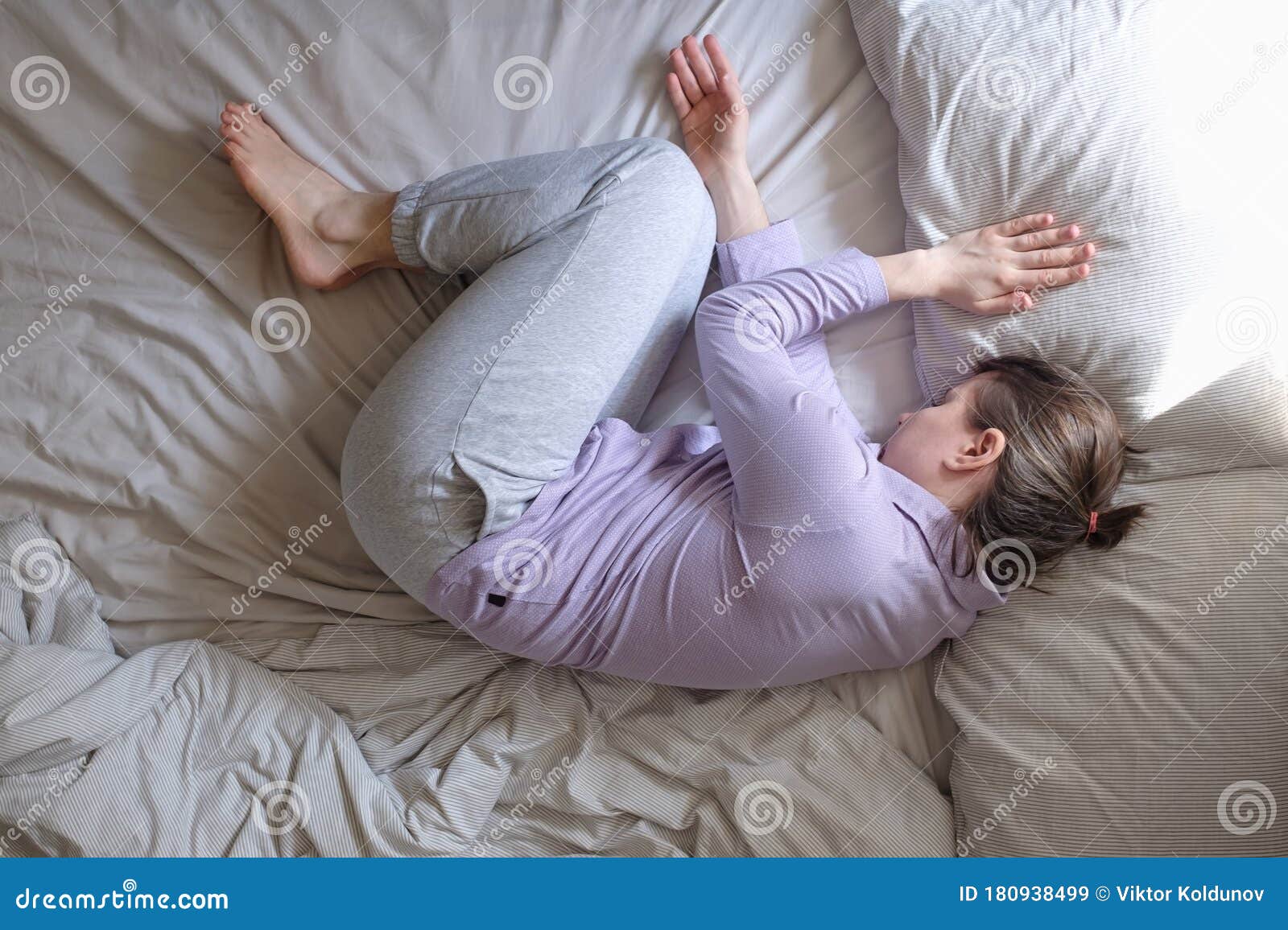 Young Woman is Sleeping in Her Bed Alone Stock Image Image of home
