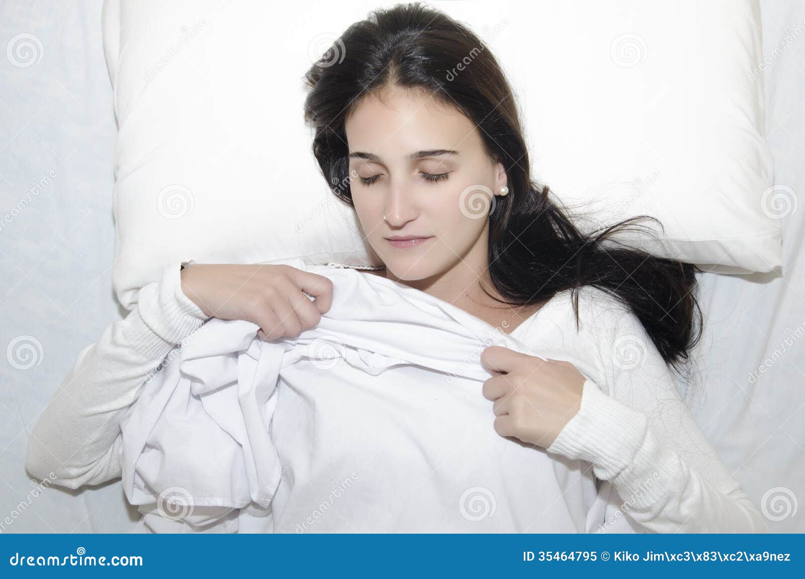 Young Woman Sleeping Top View Stock Image Image of bedroom
