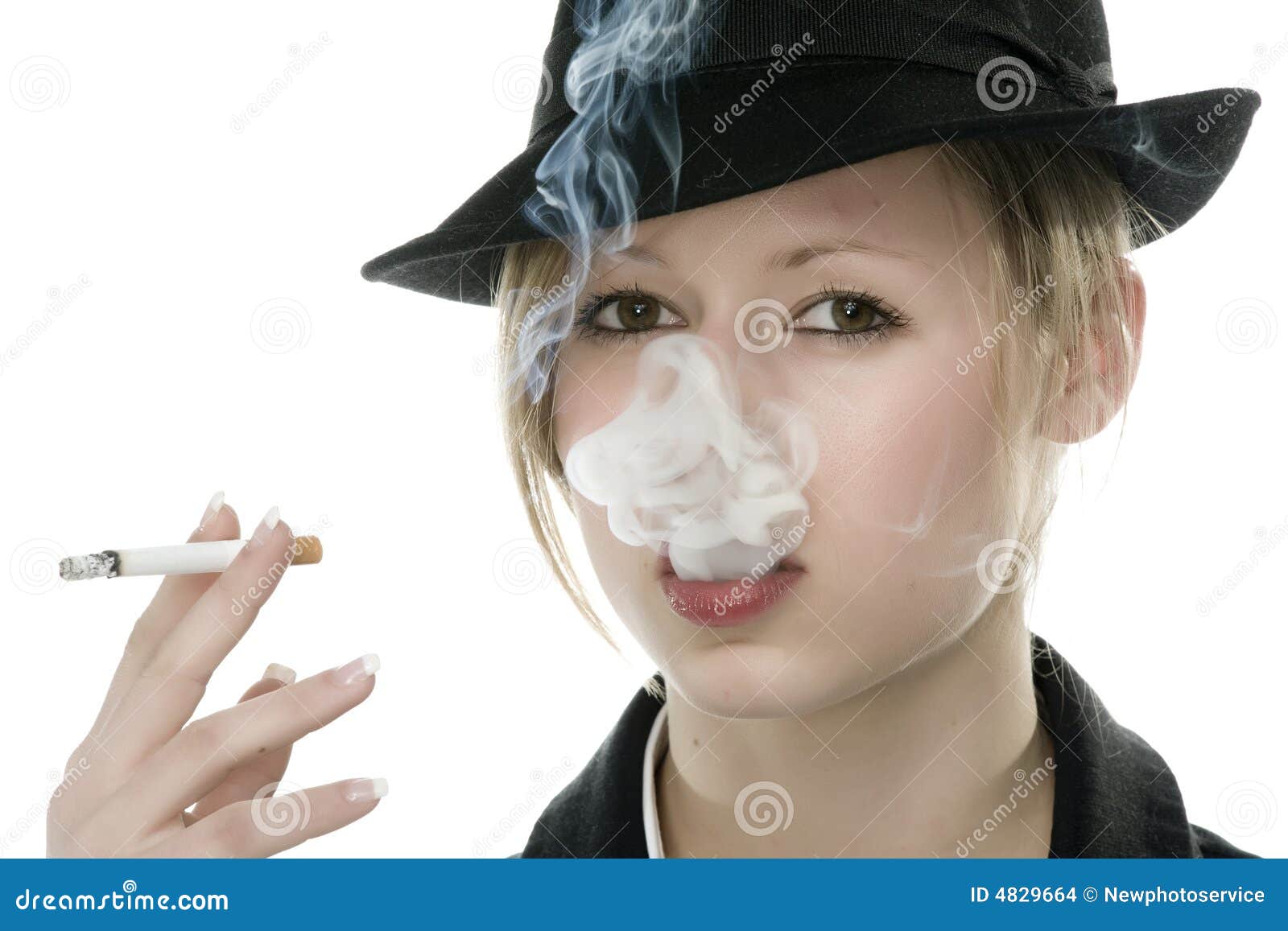 Young woman smoking stock photo. Image of classic, cool - 4829664