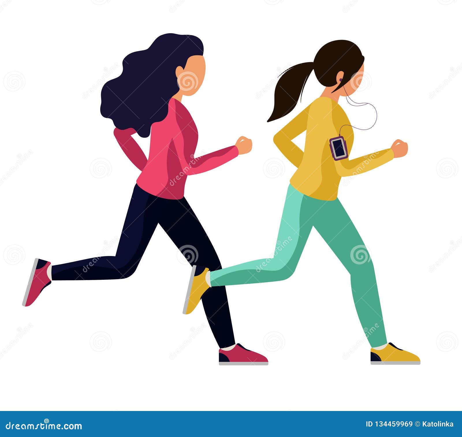 Young Woman in Sports Clothes Running. Two Girls Run a Race