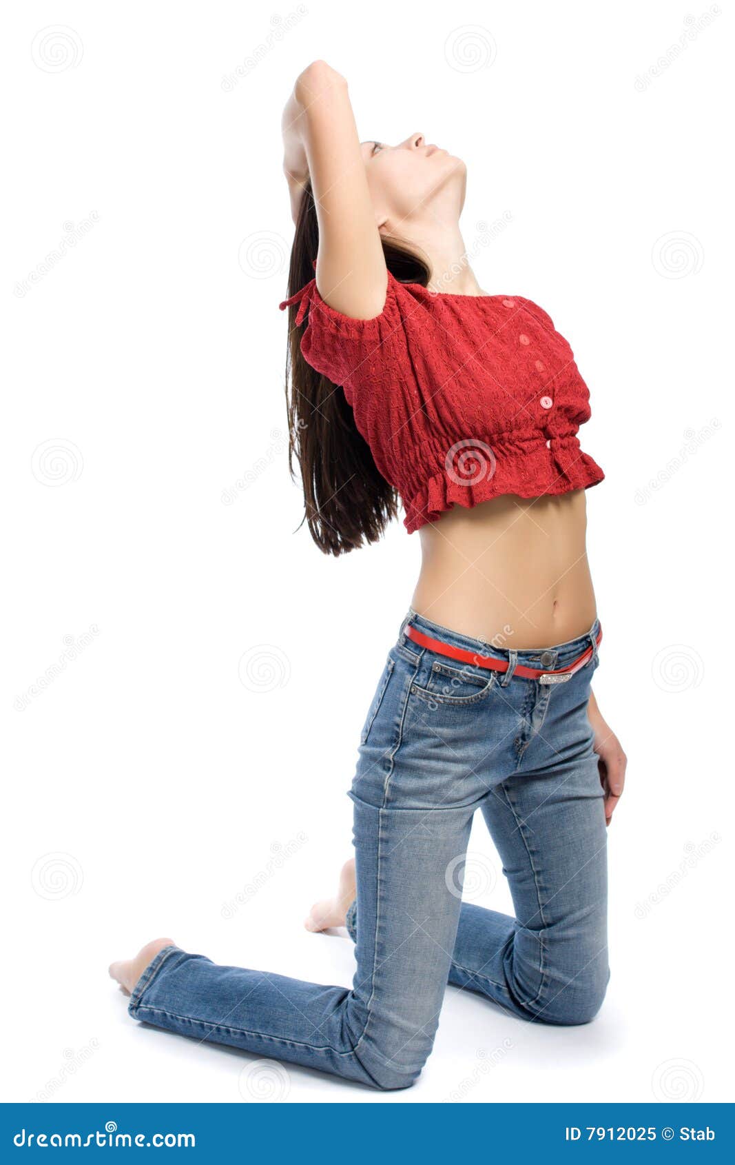 Young Woman Stand On A Knees Royalty Free Stock Photo - Image: 7912025