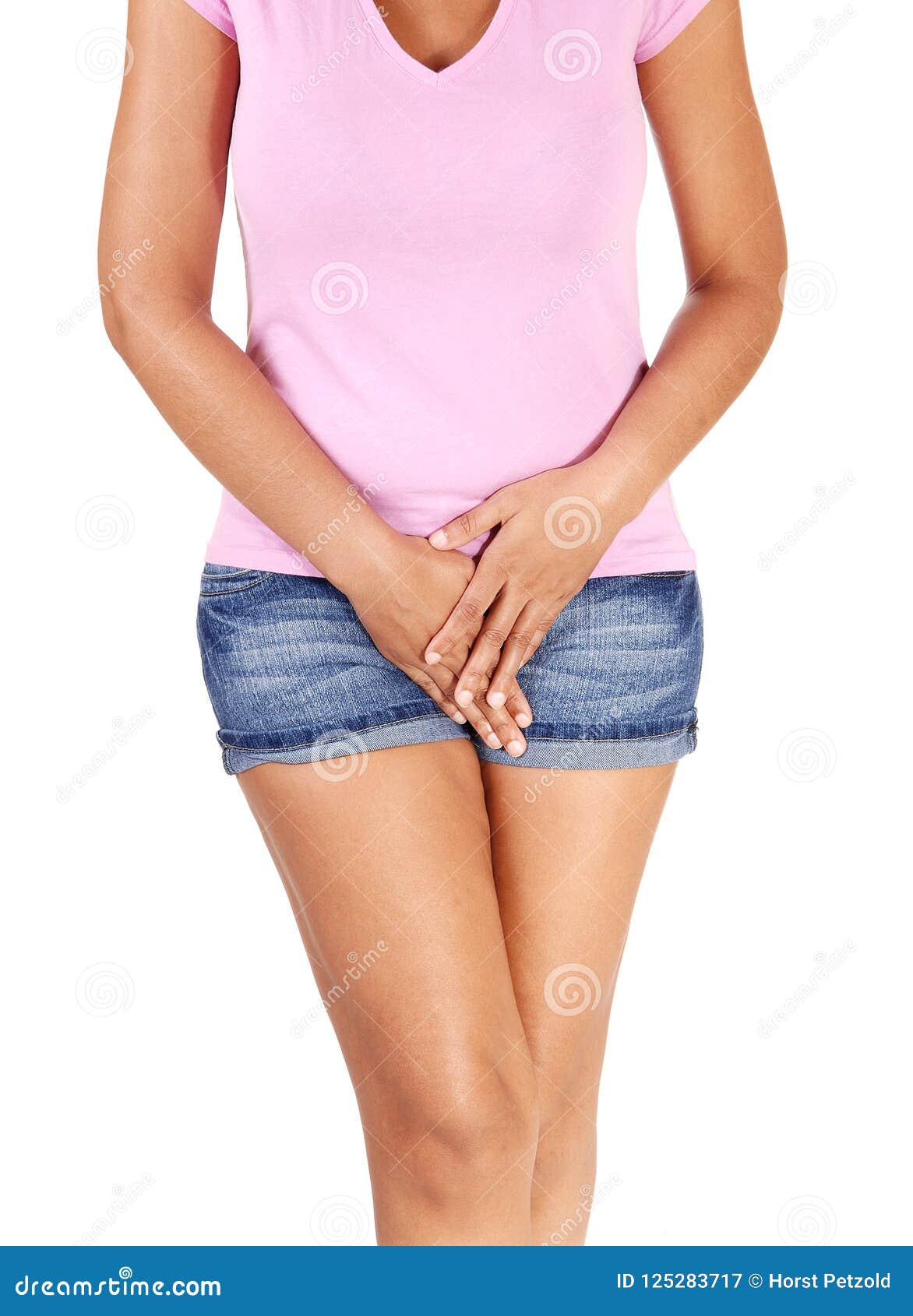 Woman Holding Hand on Her Crotch Stock Image - Image of