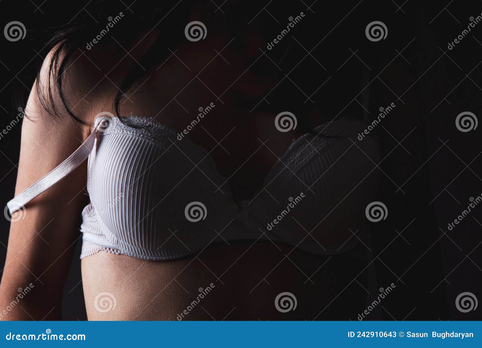 Young woman stands in bras stock image. Image of underwear 242910643