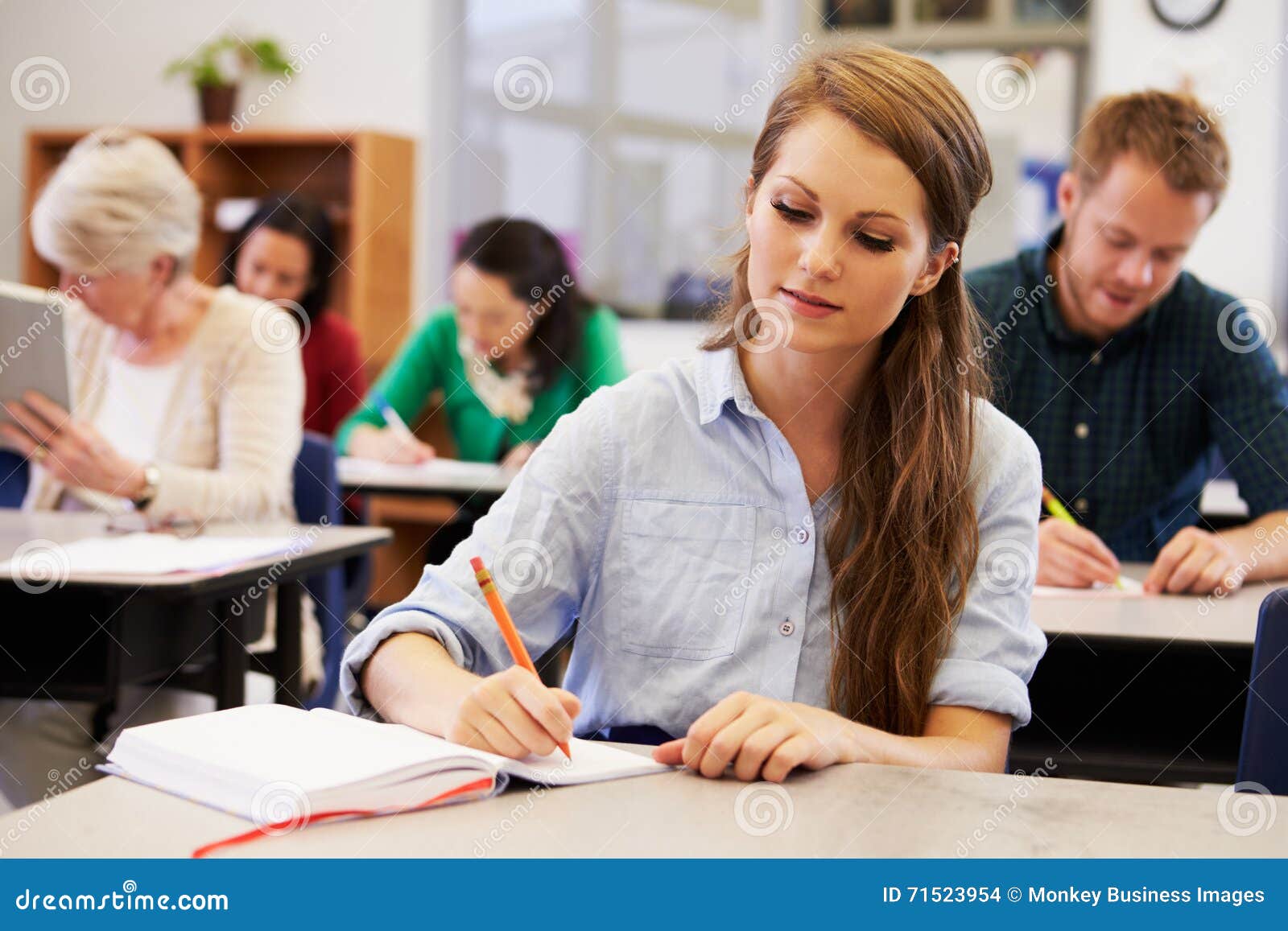 Young Woman Studying at an Adult Education Class Stock Photo - Image of
