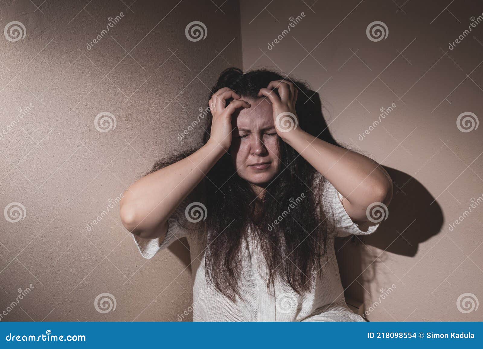 Young Woman Suffering from a Severe Depression and Anxiety, Psychiatric