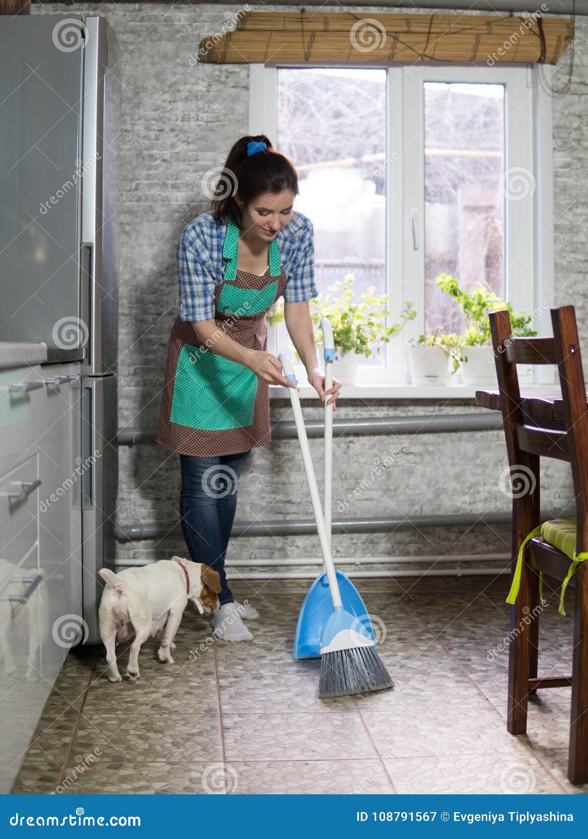 Young Woman Sweeping the Floor Stock Image - Image of chores, person ...