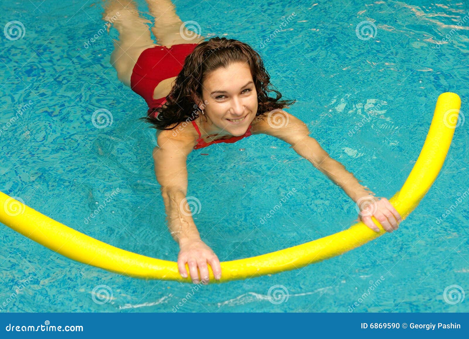Young Woman is Swimming with Noodle Stock Photo Image of activity