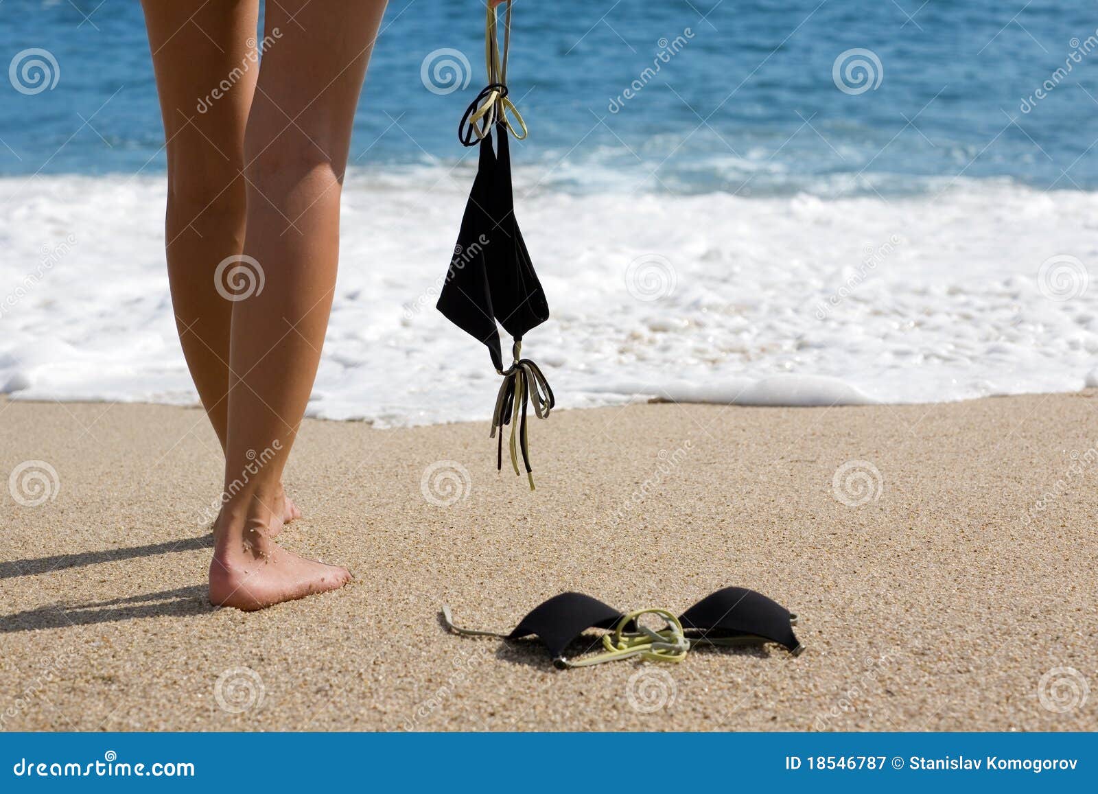 Young Woman Takes Off Bikini Stock Image - Image of shore, carefree:  18546787