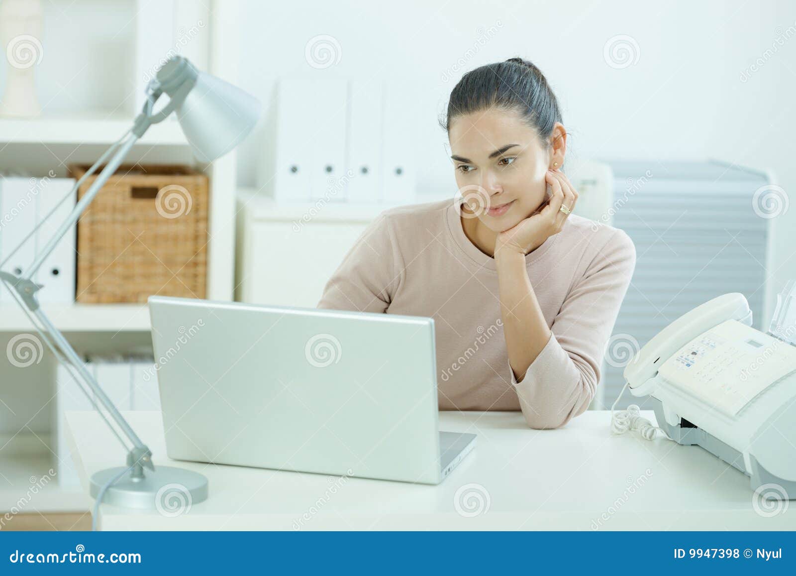 Young woman thinking stock photo. Image of home, businesspeople - 9947398