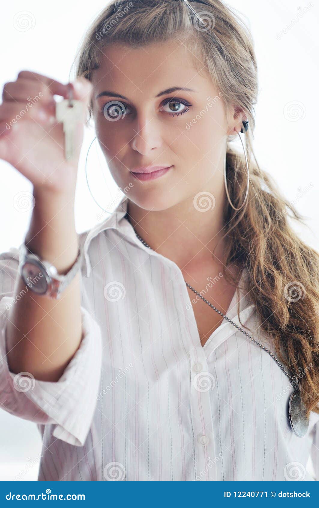 Young Woman Throwing Home Keys in Air Stock Image Image of