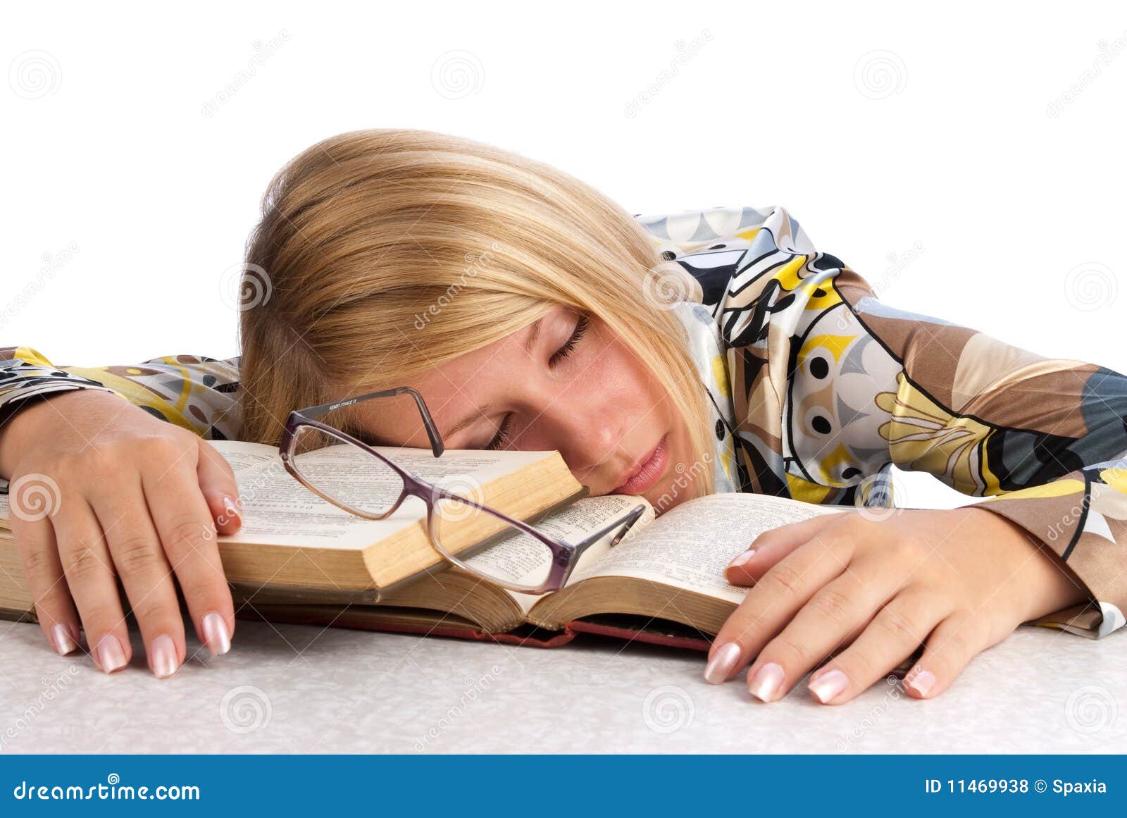 young woman tired of studying