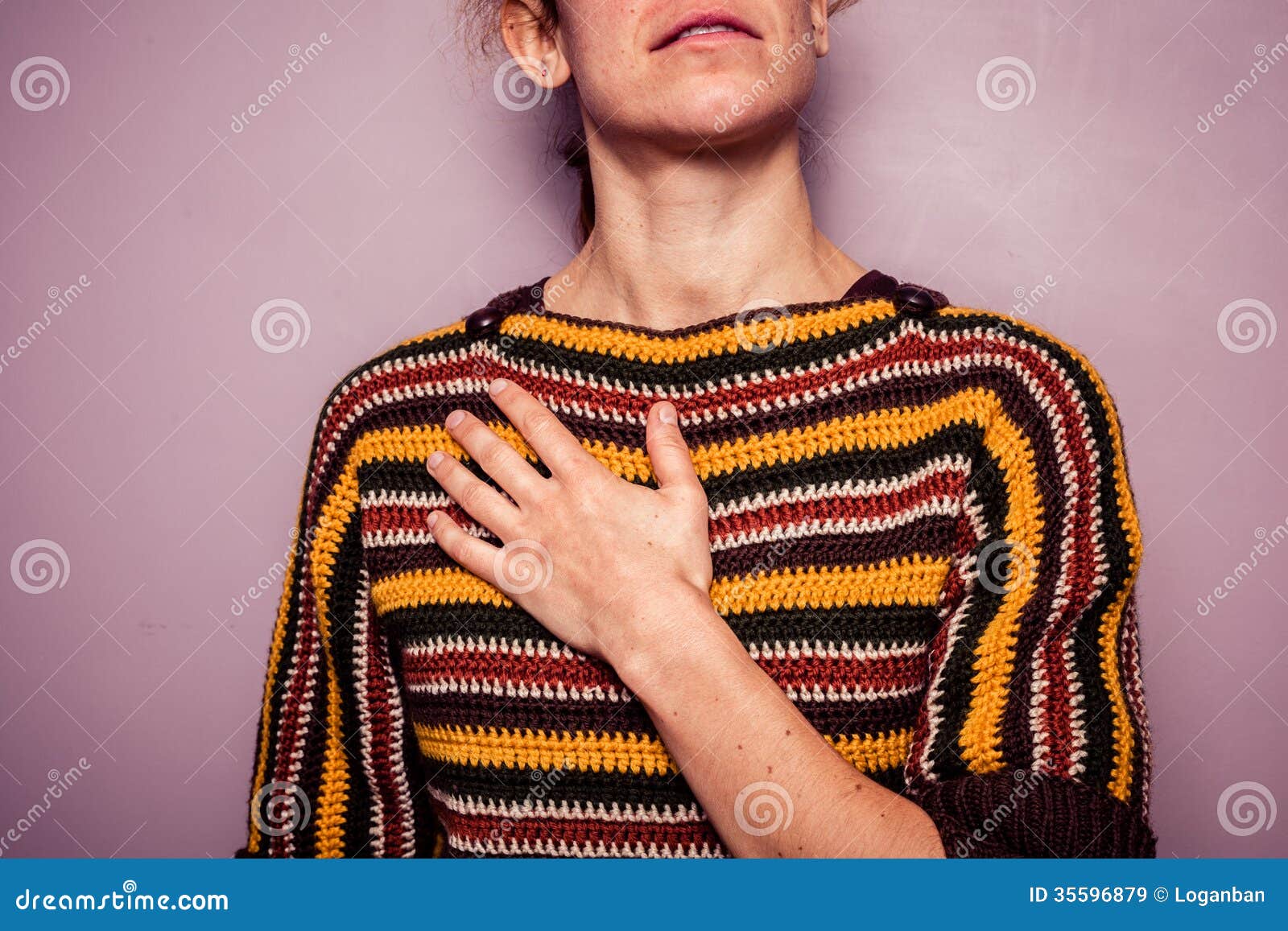 Young Woman Touching Her Chest Stock Image Image of beautiful
