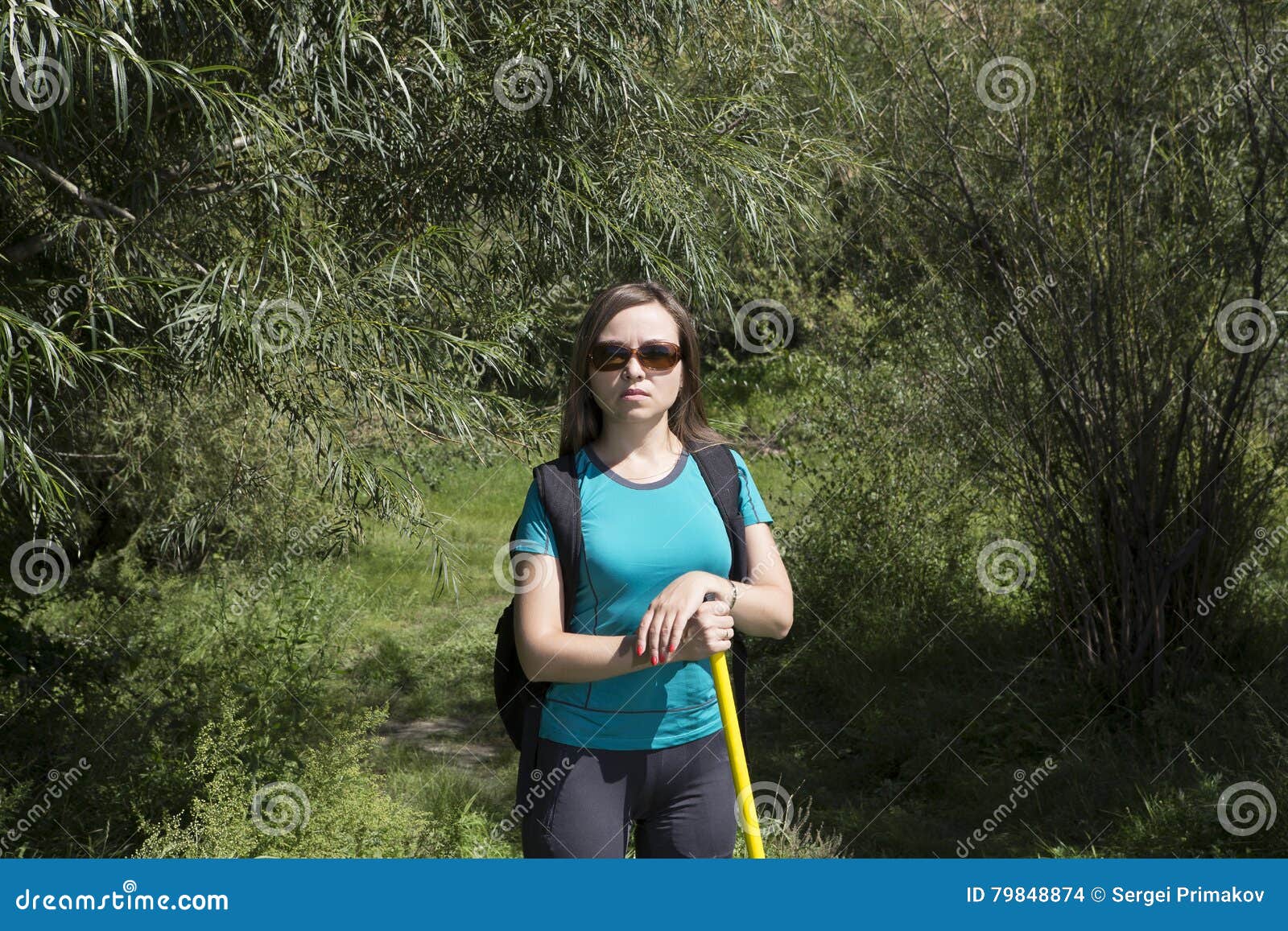 Young Woman Tourist in the Mountainous Terrain Stock Photo - Image of ...