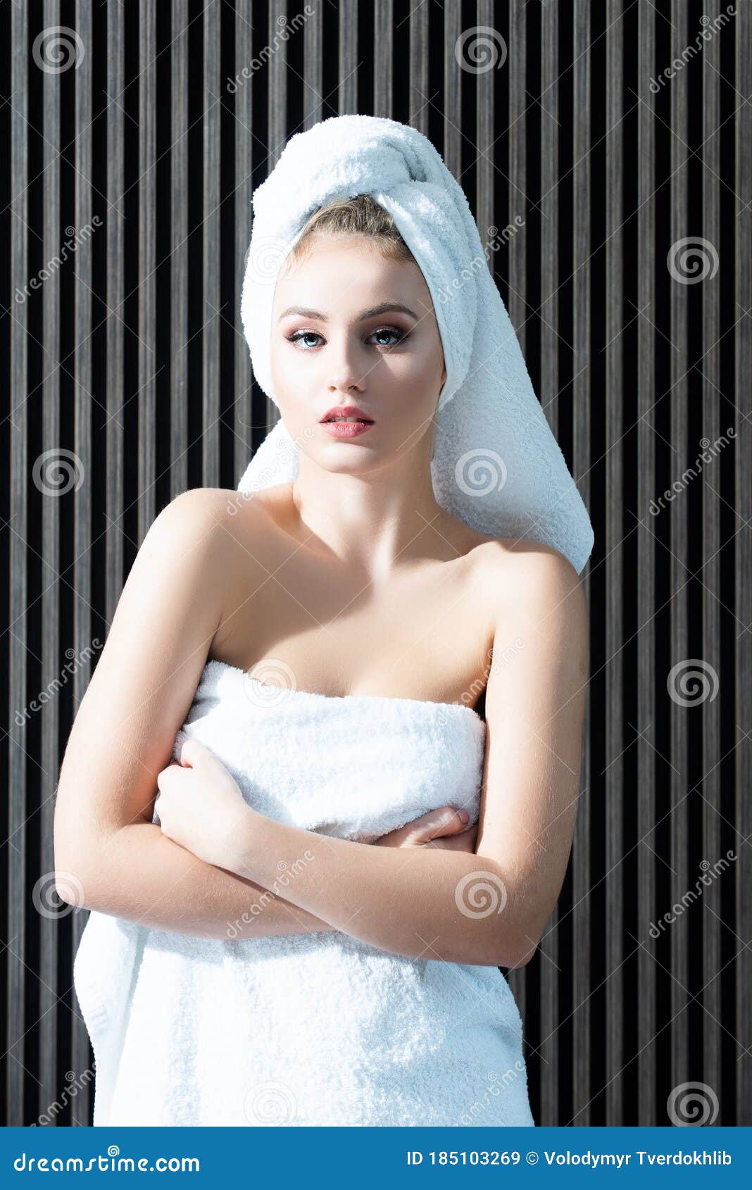 Young Woman In Towel On Head