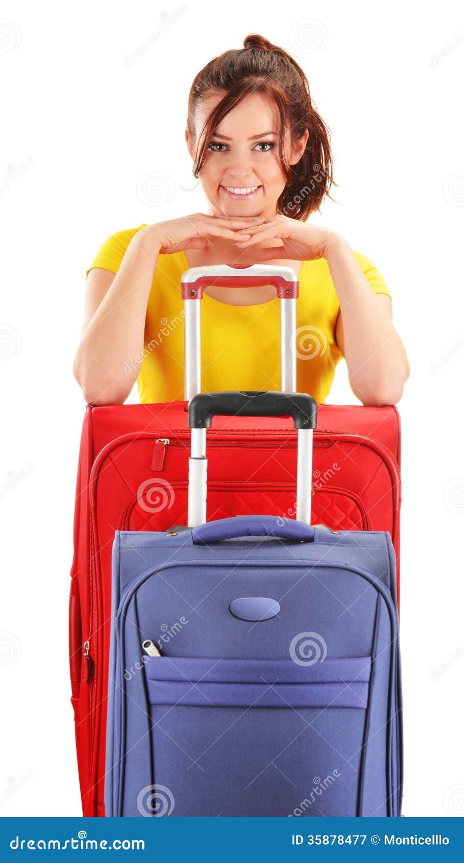 Young Woman with Travel Suitcases. Tourist Ready for a Trip Stock Image ...