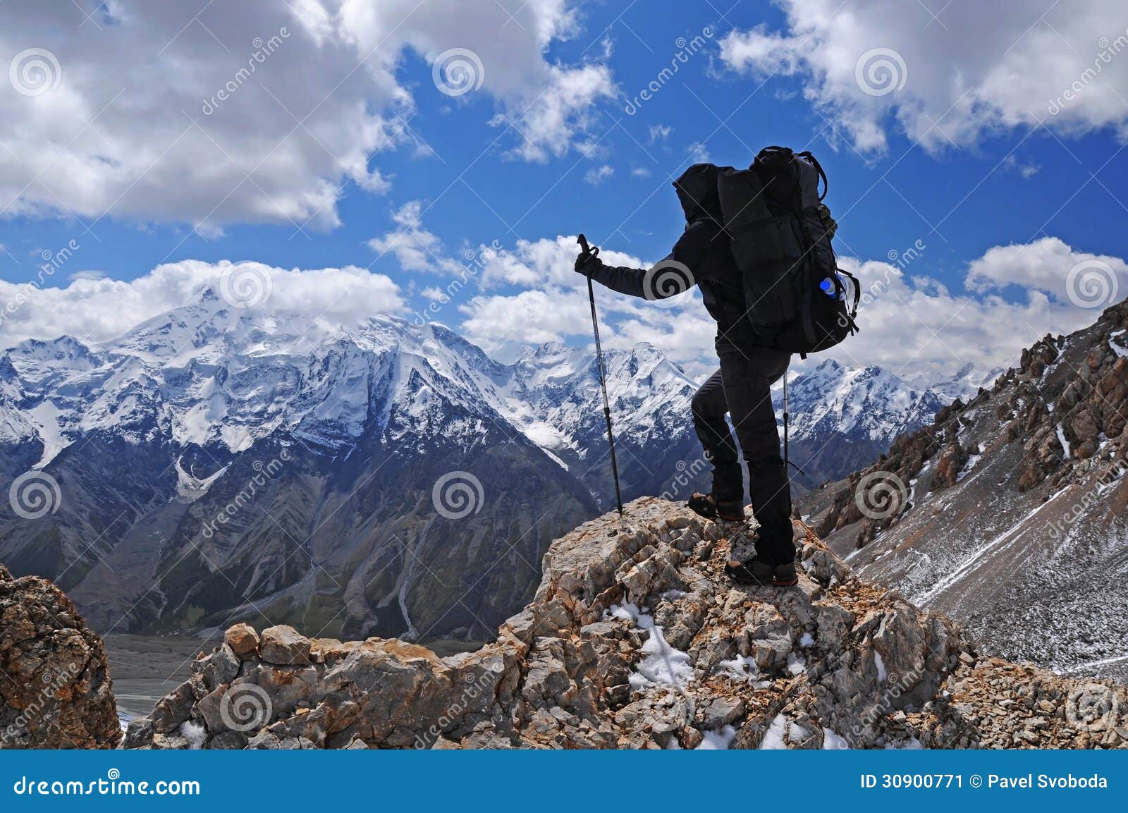 young woman trekking in mountain