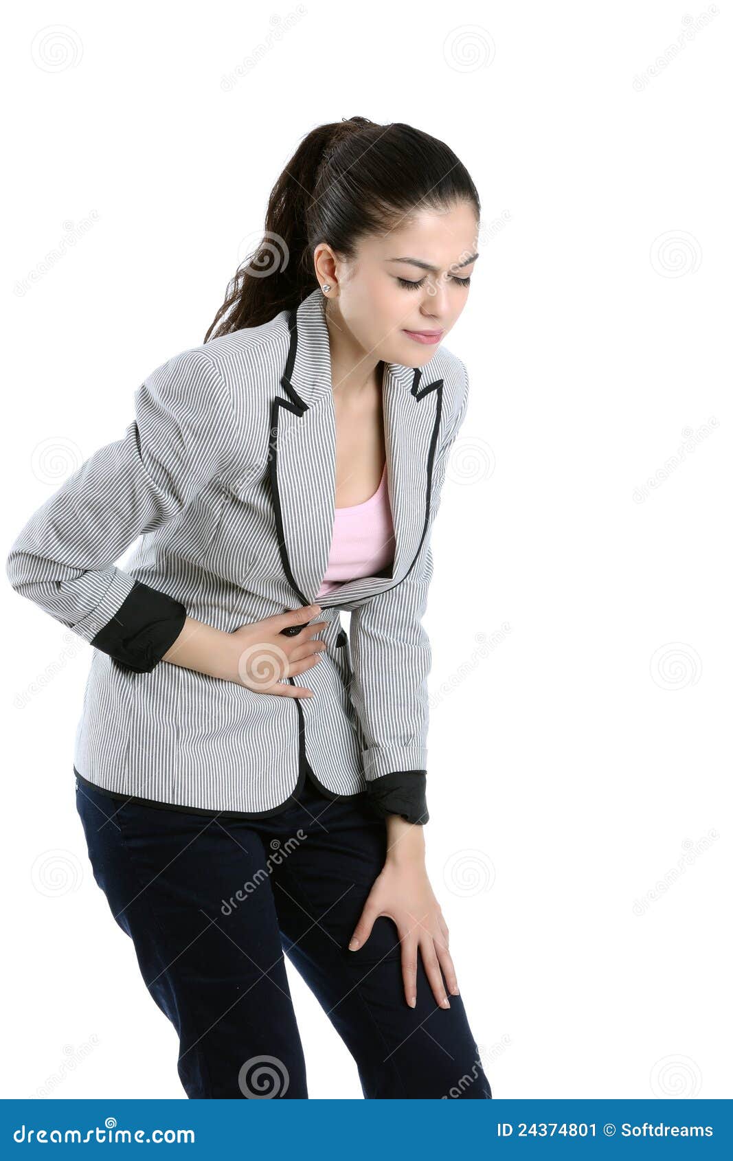 young woman with tummy ache