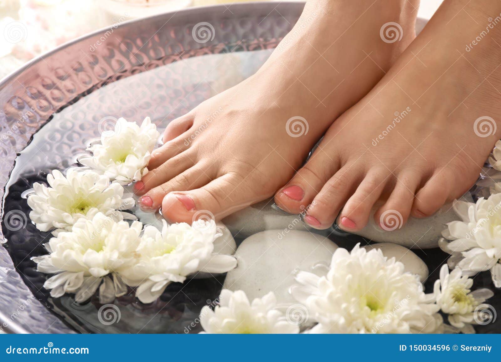 Young Woman Undergoing Spa Pedicure Treatment in Beauty Salon, Closeup ...