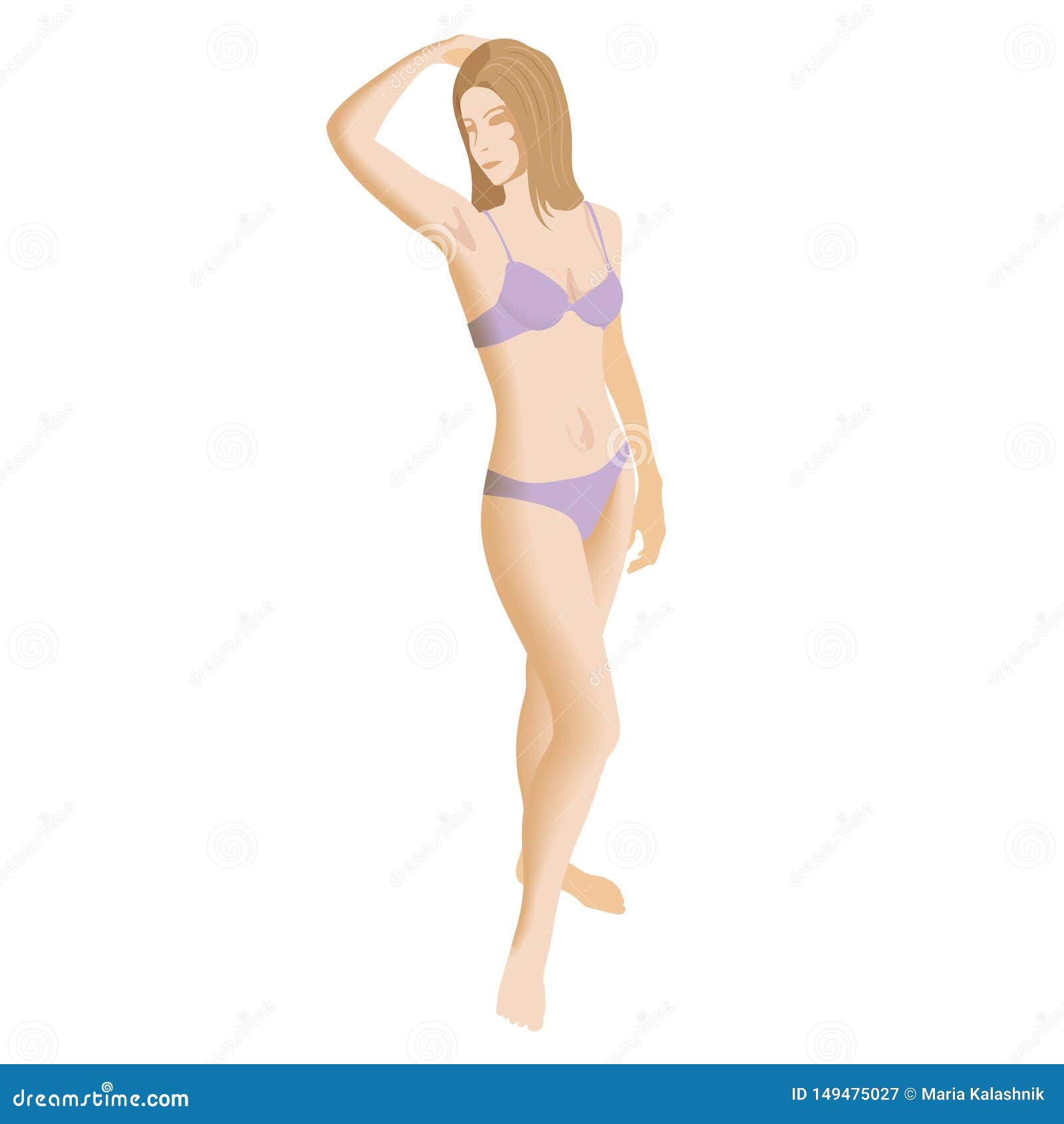 Young Woman Underwear Bikinin Holding Her Arm Up and Showing Underarm,  Smooth Clear Skin Stock Illustration - Illustration of health, depilation:  149475027