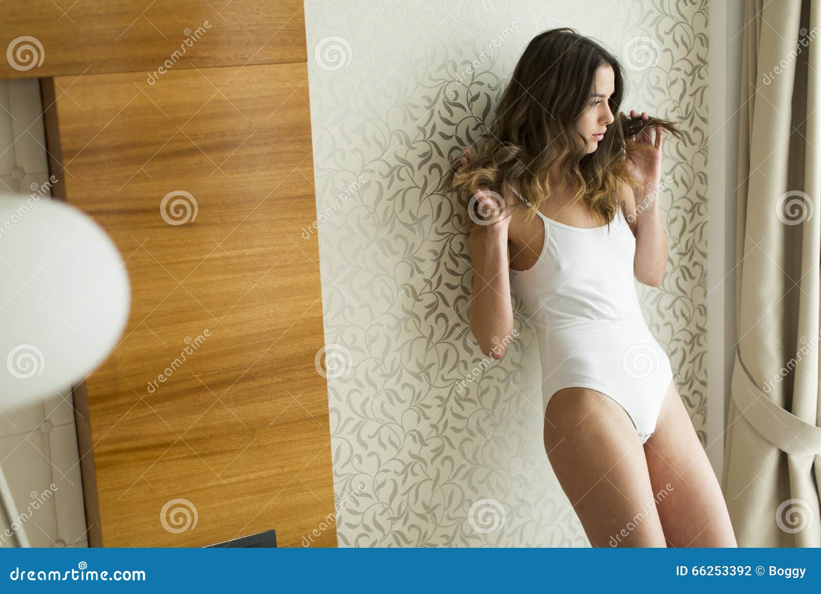 Young Woman in Underwear in the Room Stock Photo Image of home
