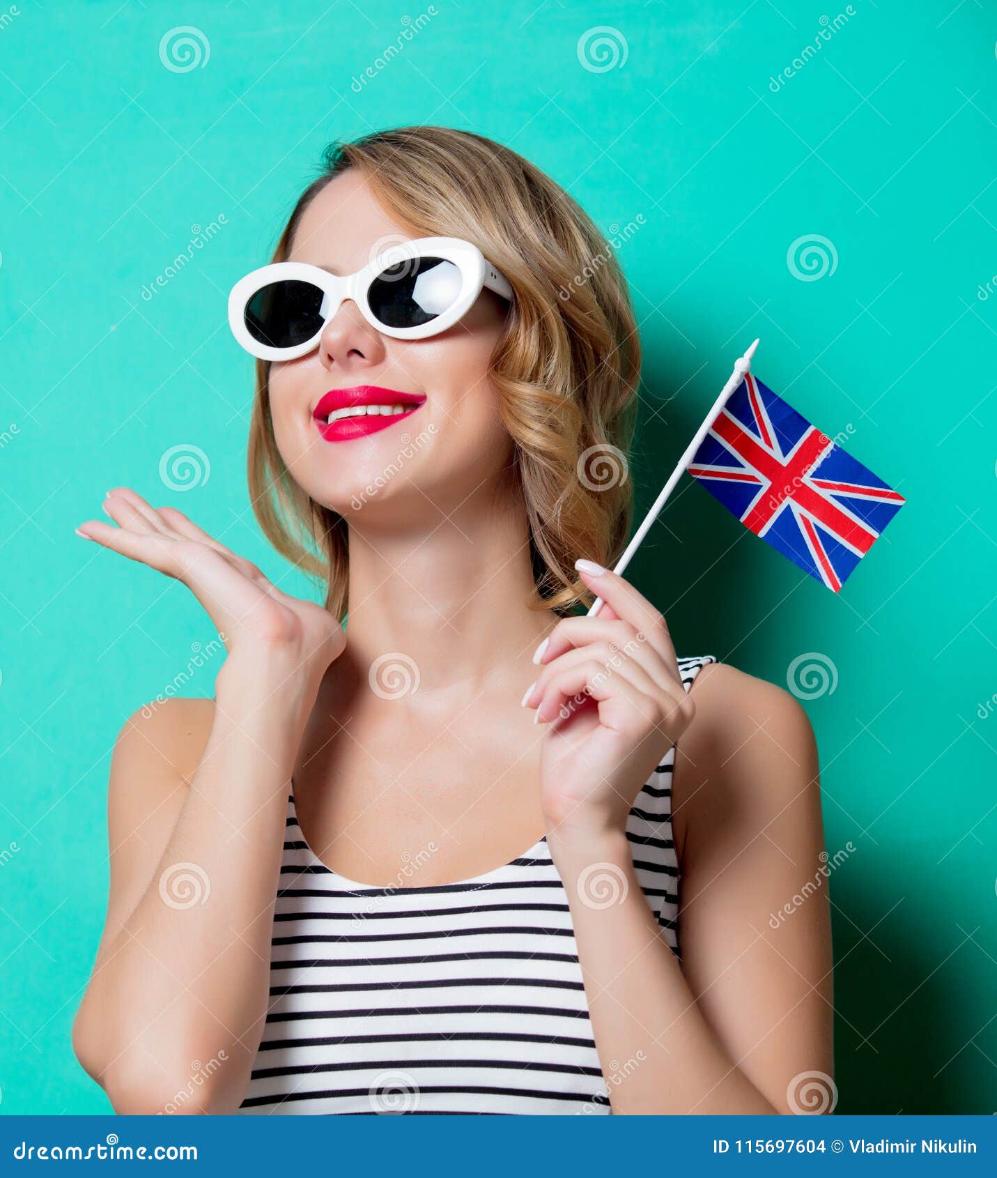 Young Woman with United Kingdom Flag Stock Photo - Image of portrait ...