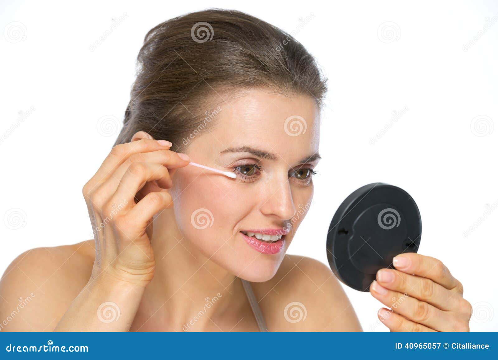 Young Woman Using Cotton Swabs Stock Image Image of female