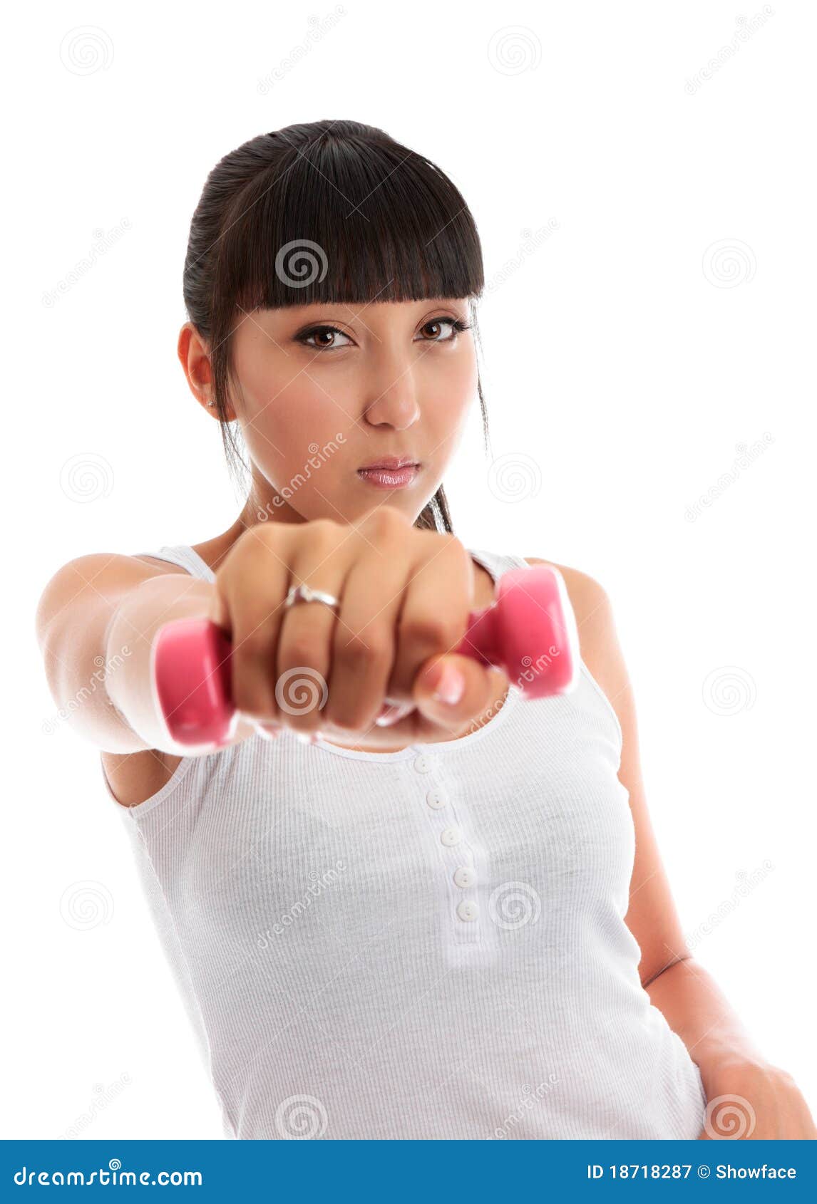 Young Woman Using Hand Weights Stock Image Image of attractive