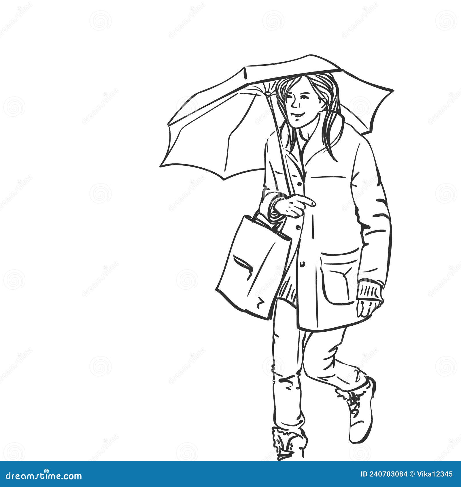 Buy Girl With Umbrella Drawing Black and White Pen Illustration Print on  Paper Great Gift for Her as Teen Bedroom Decor for Winter Lover Girls  Online in India - Etsy