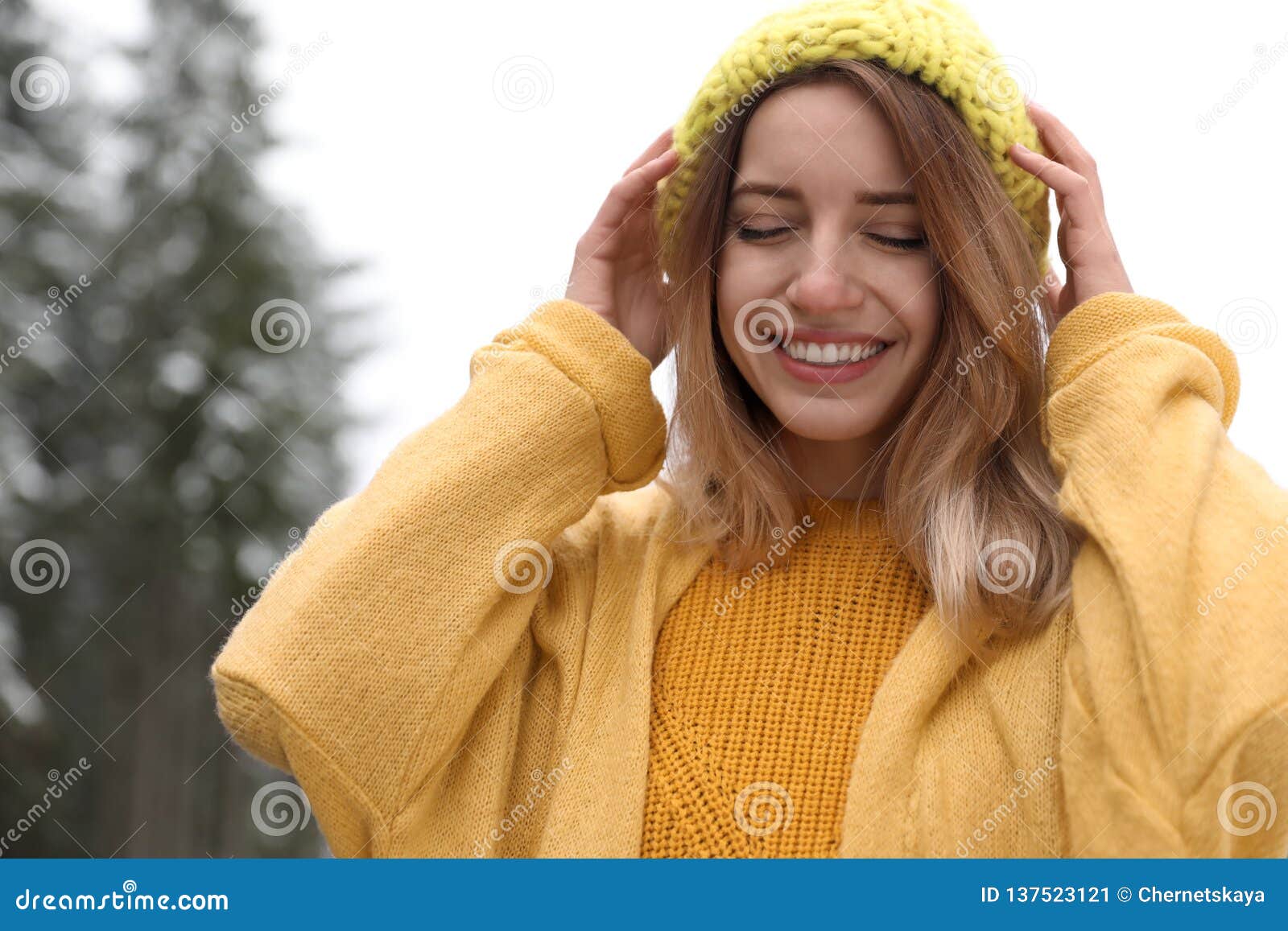 Young Woman in Warm Clothes Outdoors. Stock Image - Image of hipster ...