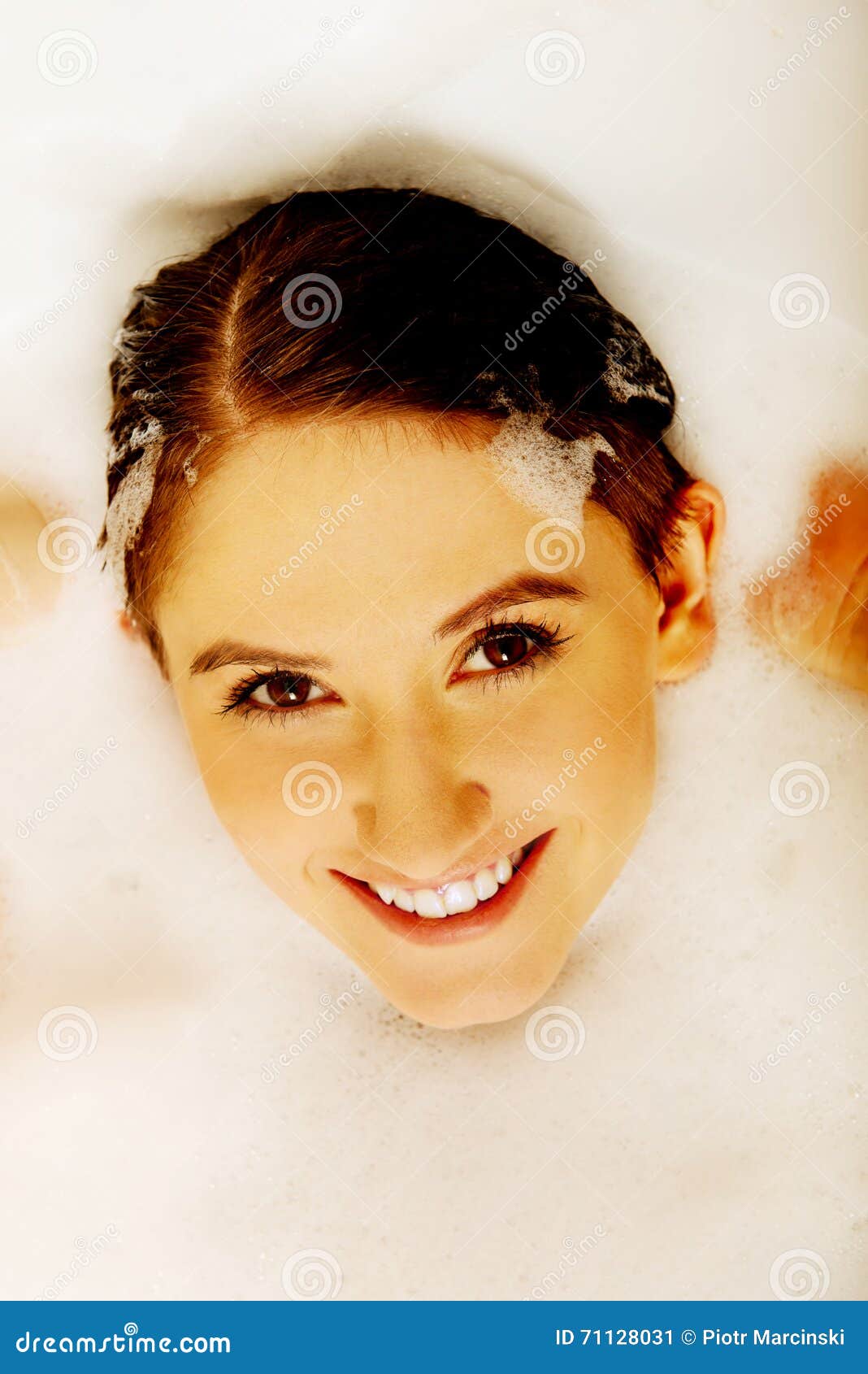 Young Woman Washing Hair in Bath Stock Image Image of bathing, beautiful 71128031