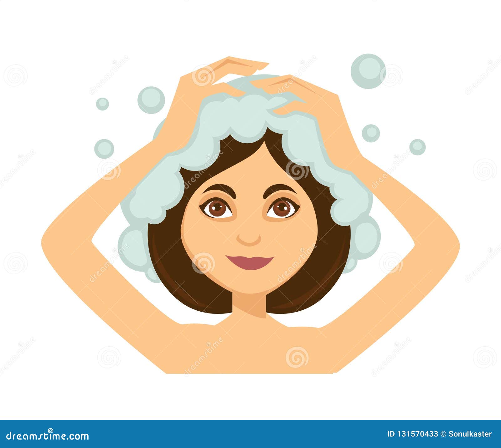 Young Woman Washing Her Hair and Taking Shower Stock Vector ...