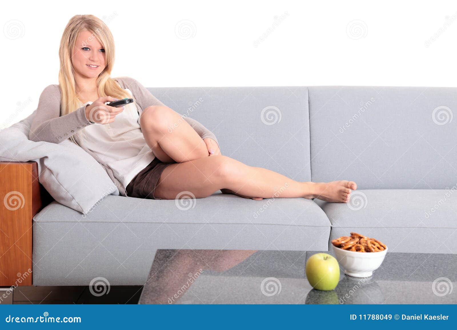Young woman watching  tv  stock image Image of youth enjoy 11788049