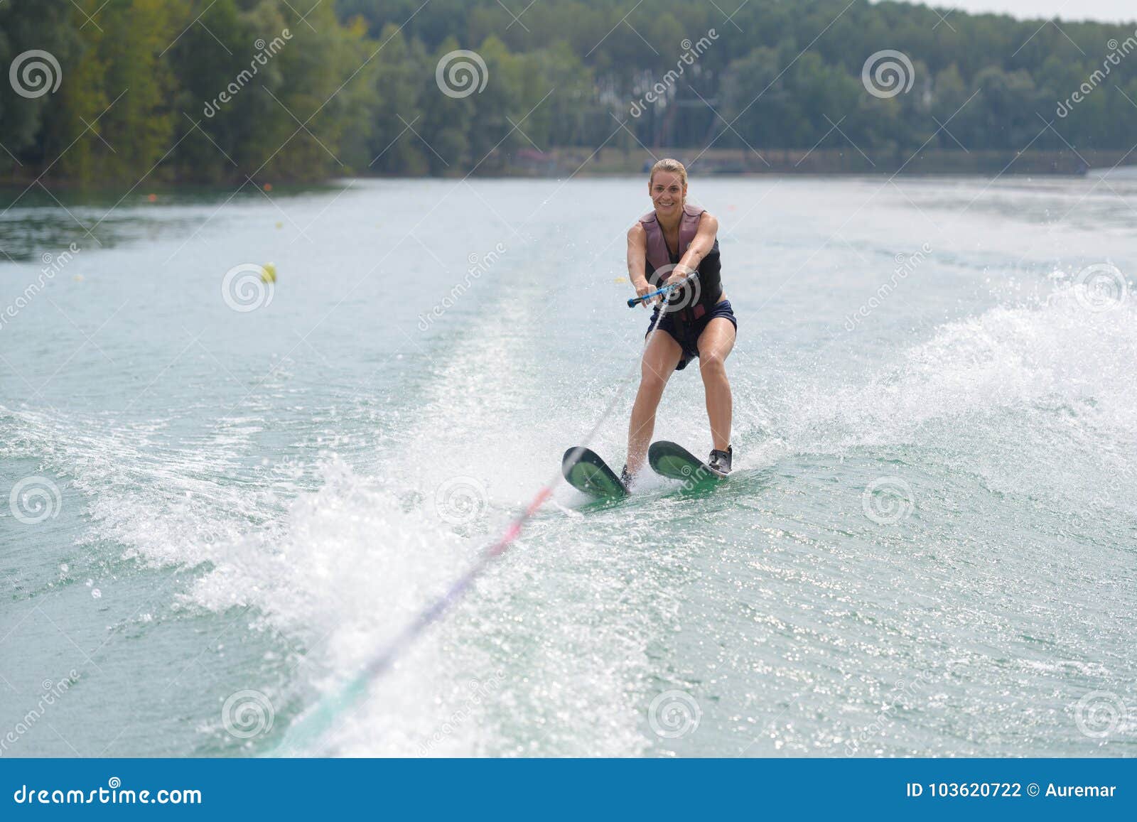 Young Woman Water Skiing on Lake Stock Photo Image of life, people