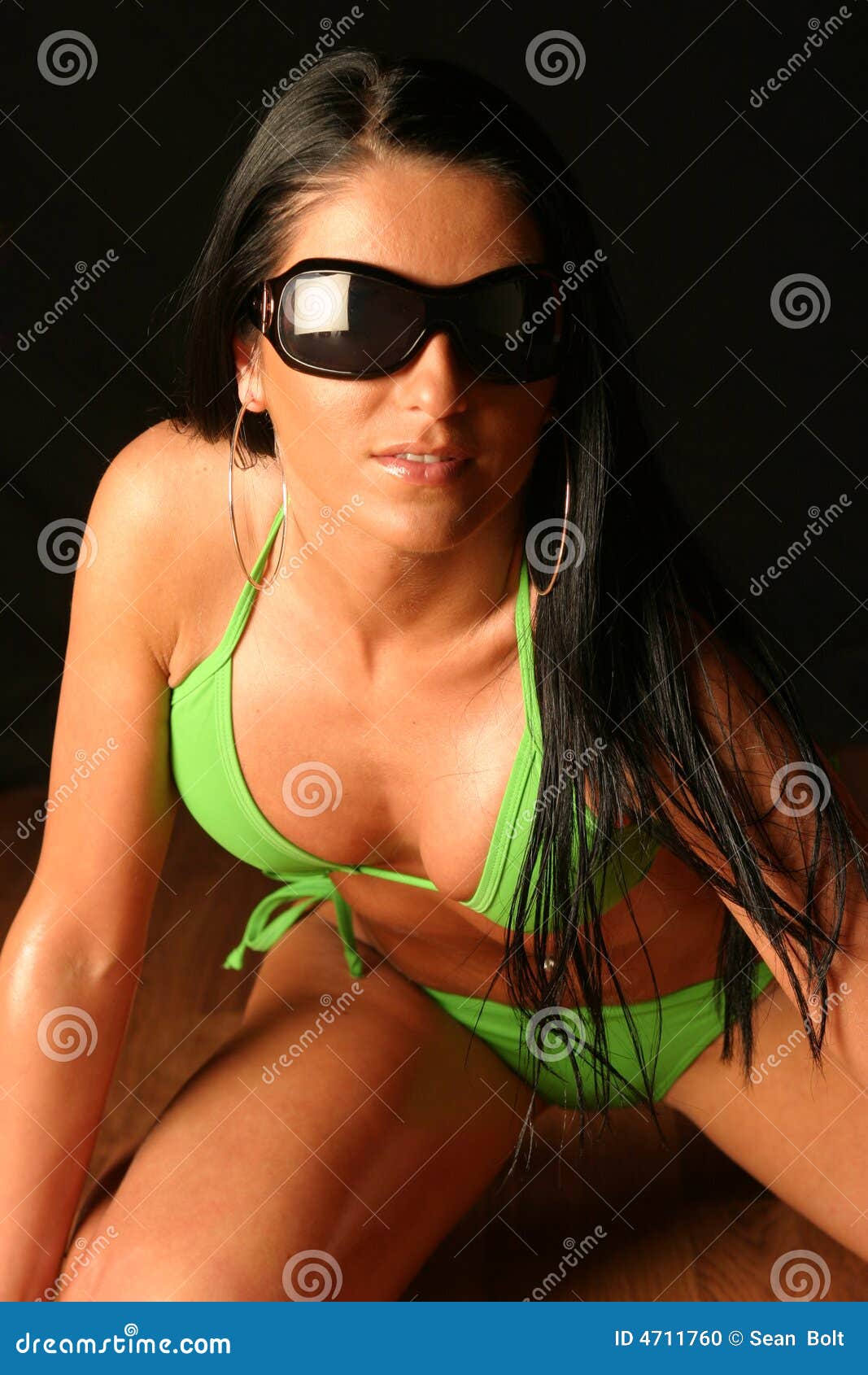 Young Woman Wearing Green Bikini Stock Photo Image of breast, glamor