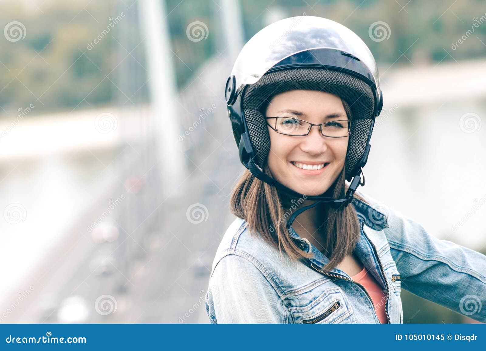 Young Woman Wearing Motorcycle Helmet Portrait Stock Image - Image of attractive, young: 105010145