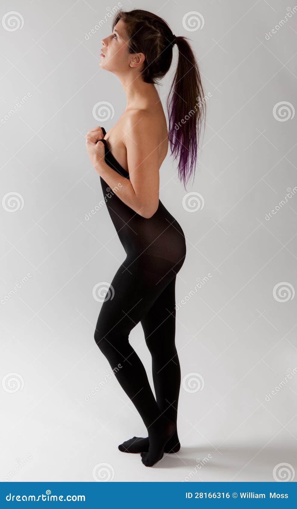 Young Woman Wearing only Tights Stock Photo - Image of stockings