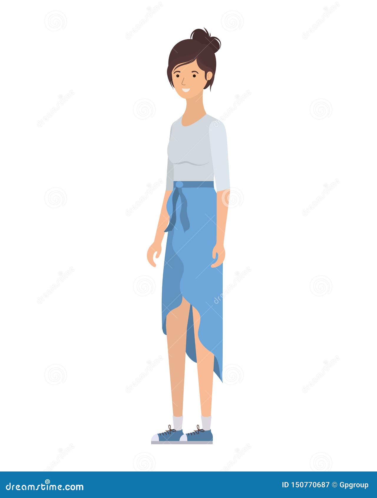 Young Woman in White Background Avatar Character Stock Vector ...