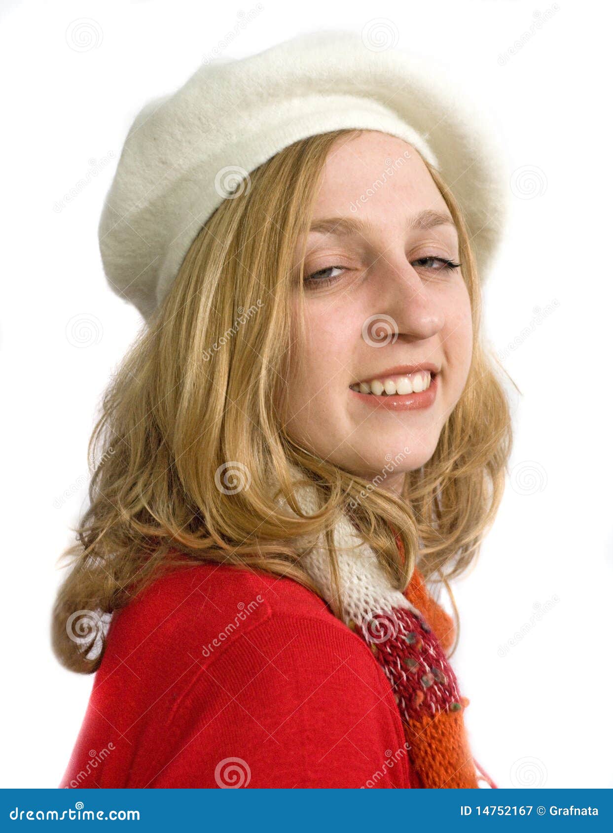 Young woman in white beret stock image. Image of cute 14752167