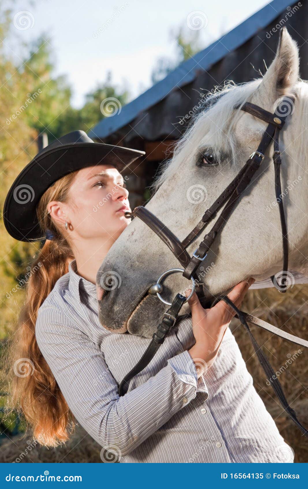 Young Girl With White Dressage Horse Stock Photo - Image 