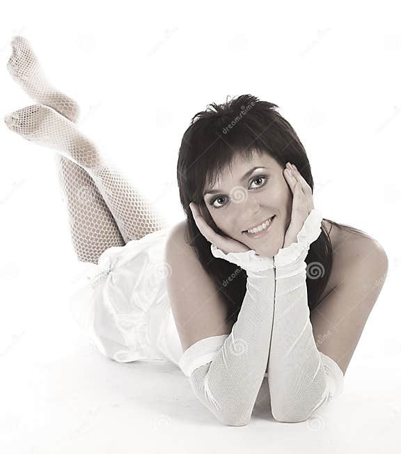 Young Woman In White Lingerie Stock Image Image Of Legs Calves 97432113 
