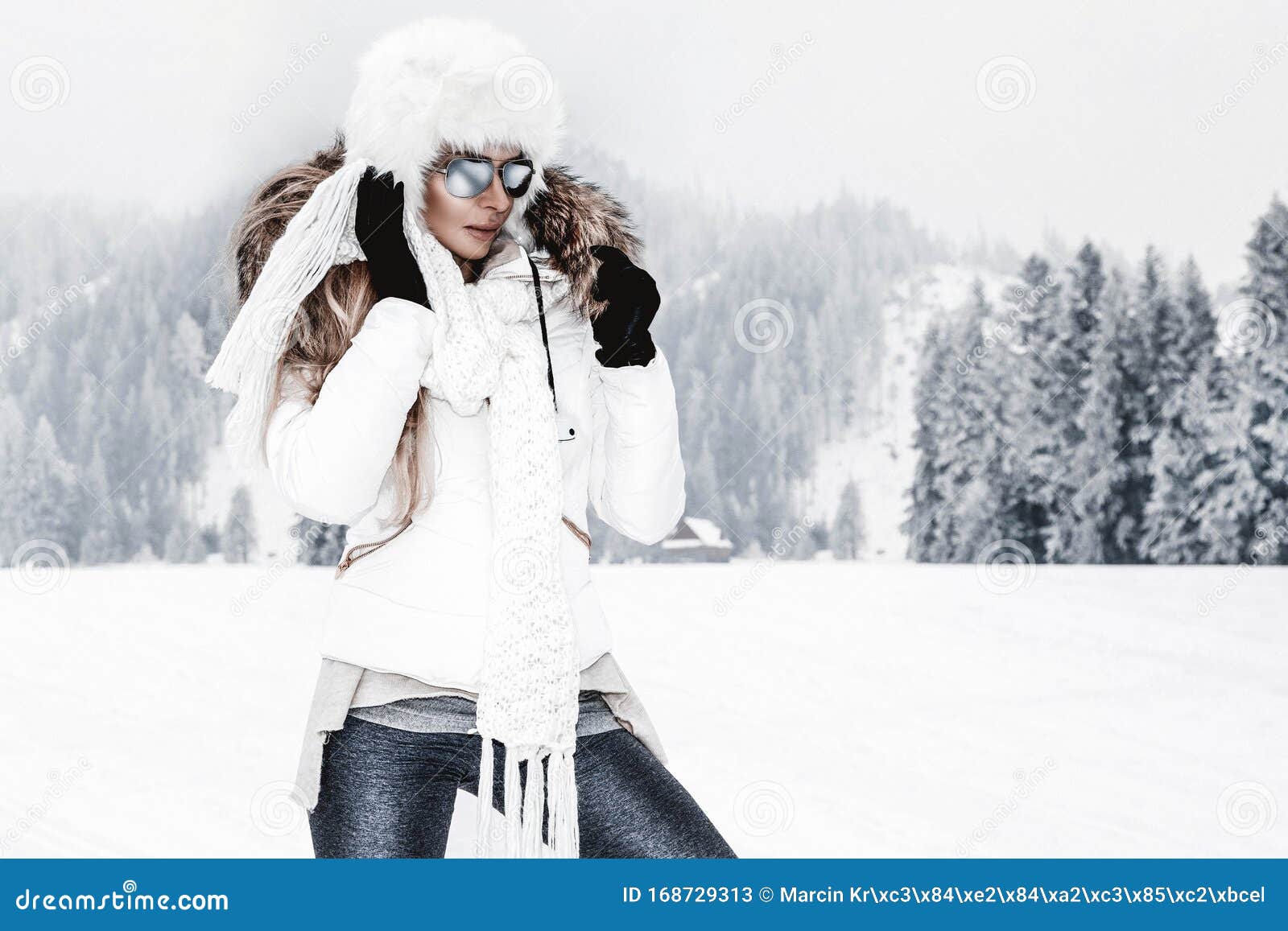 Fashion Woman With Goggles Winter Portrait Stock Photo - Download
