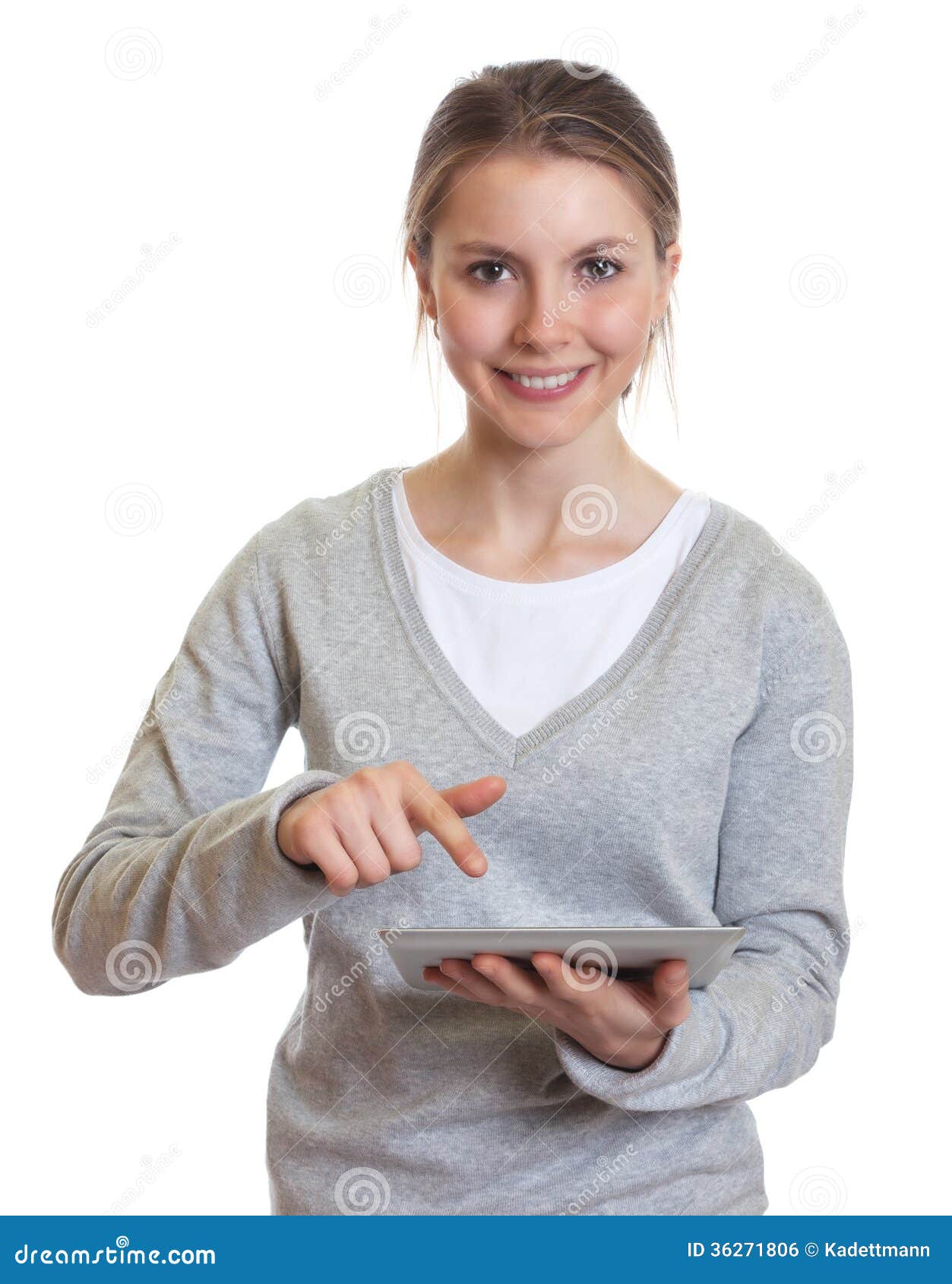 Young Woman Working with Touch Pad Stock Photo Image of adult, brazil