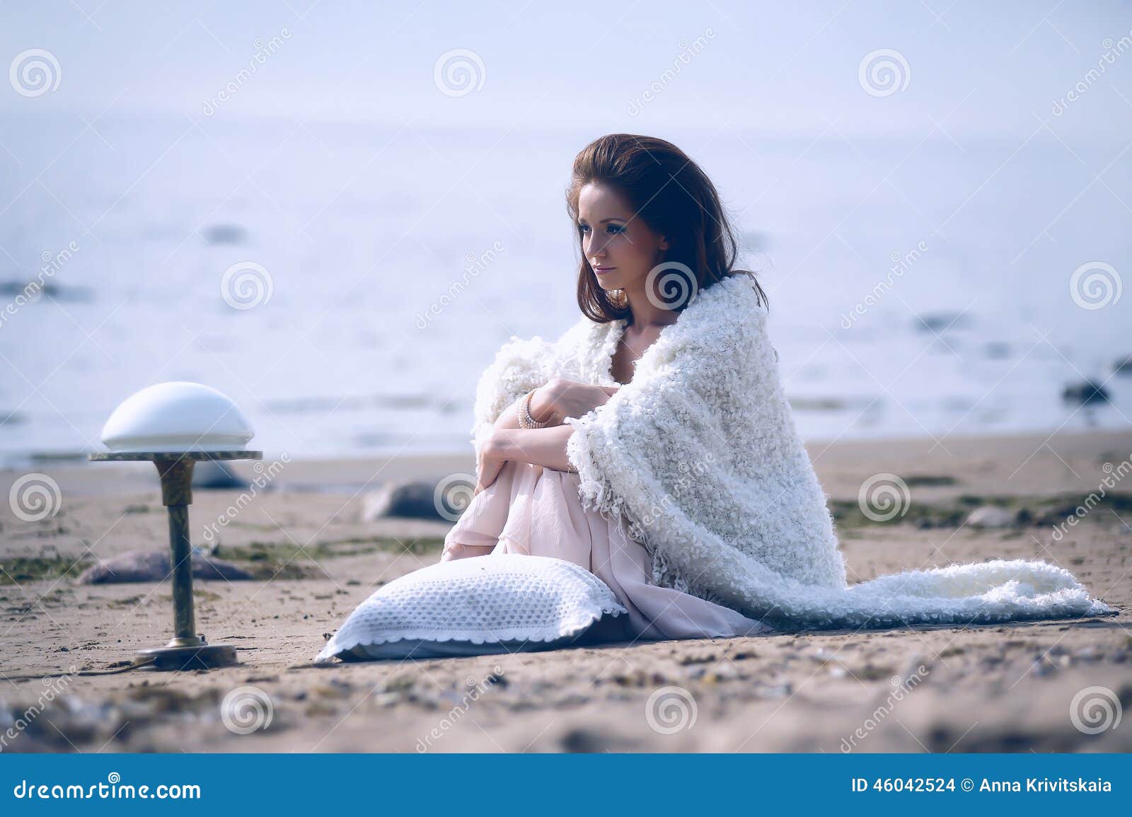 Young Woman Wrapped in a Blanket Stock Photo Image of bright