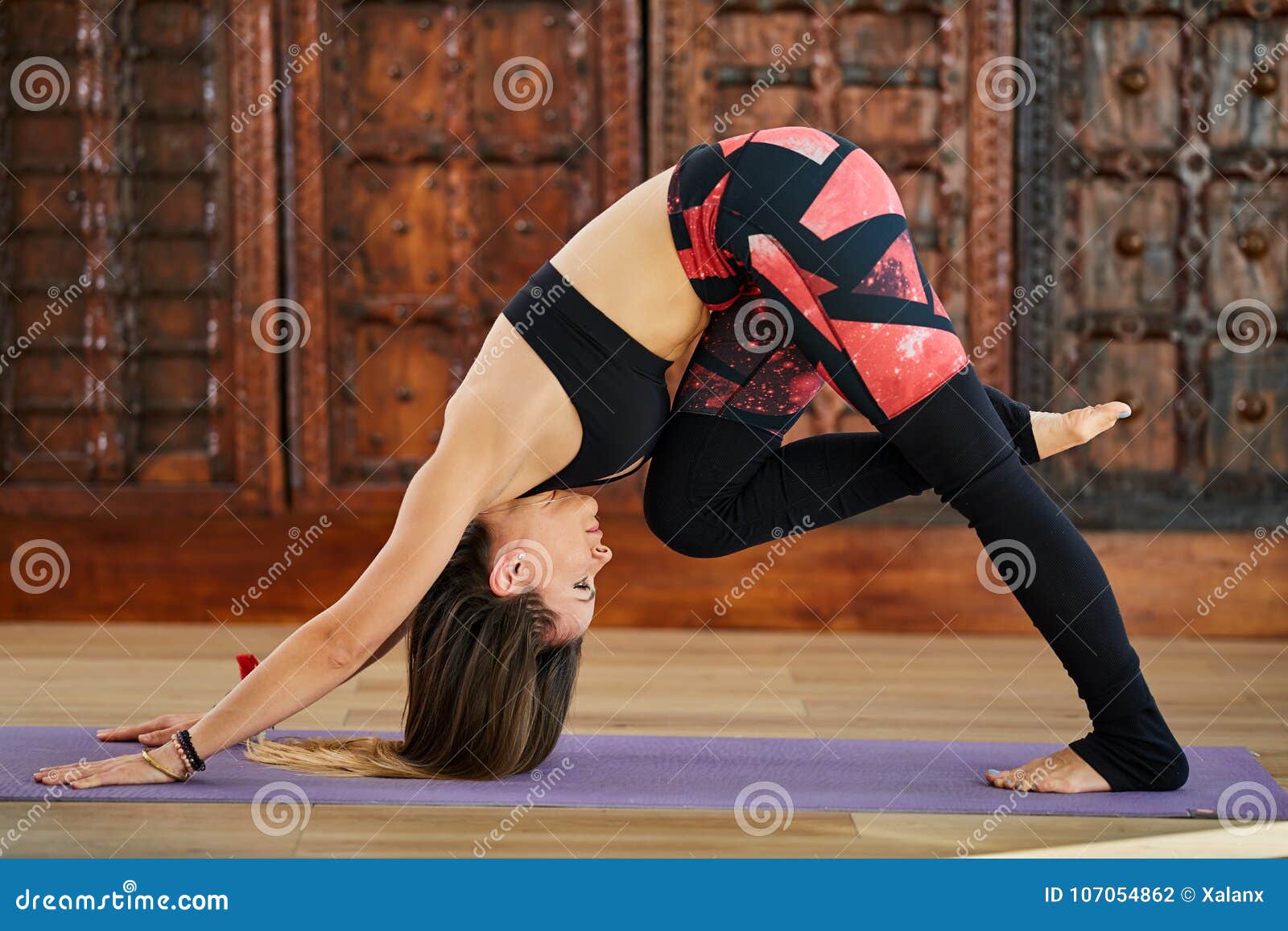 Young Woman Yoga Trainer Stock Photo Image Of Positive 107054862