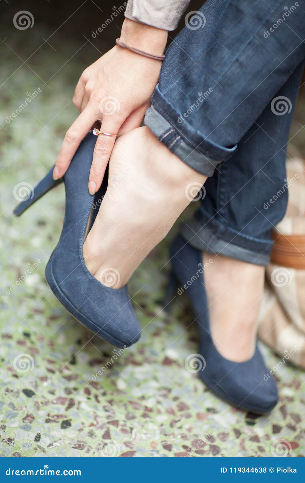 Young Womans Feet Close Up in a Street Cafe, Urban Mood Stock Photo ...